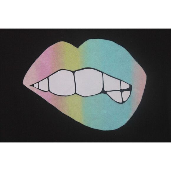 CHASER BITING LIP GLITTER BLACK TEE SHIRT SIZE SMALL - Picture 3 of 7